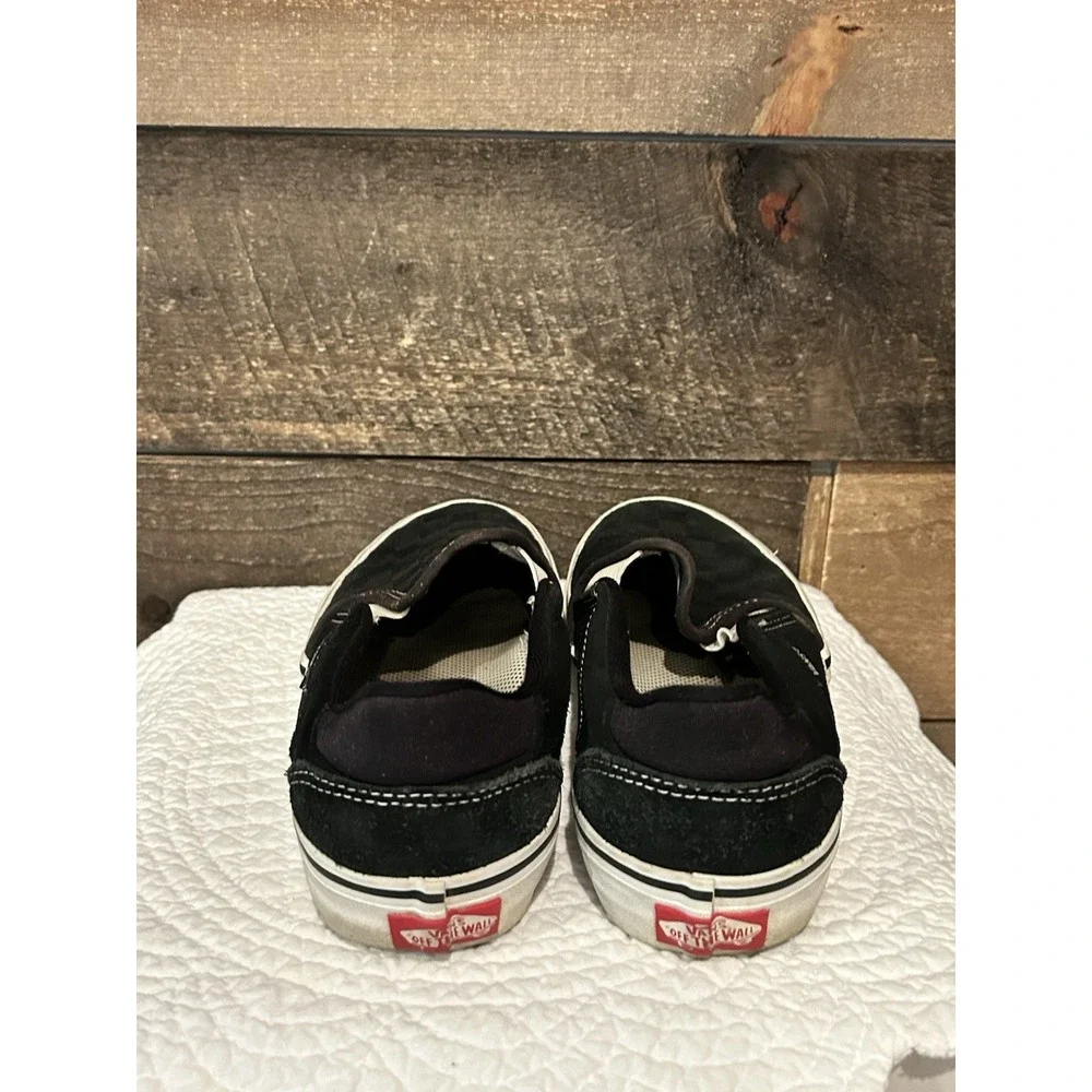 VANS Black Gray Checkerboard Classic Slip On Skater Shoes‎ US Men 6 Women 7.5